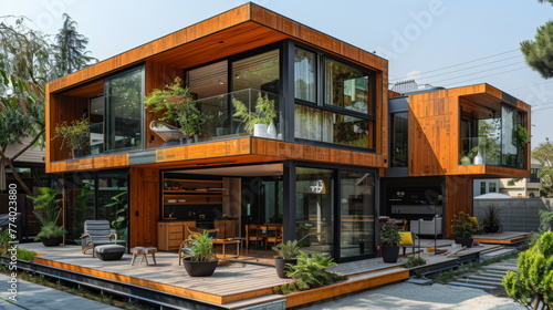 Spacious Wooden House Featuring Numerous Windows