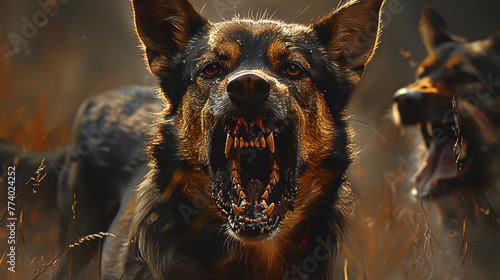 Aggressive barking dog photo