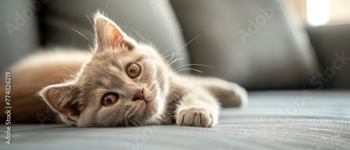Cute British Longhair cat indoor photo