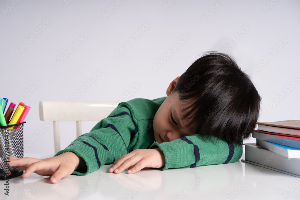 Portrait of an Asian boy studying on a white background
Portrait of an Asian boy studying on a white background