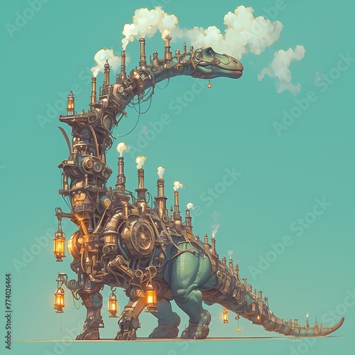 Discover a Steampunk World with the Stunningly Designed Diplodocus – An Unforgettable Sight!