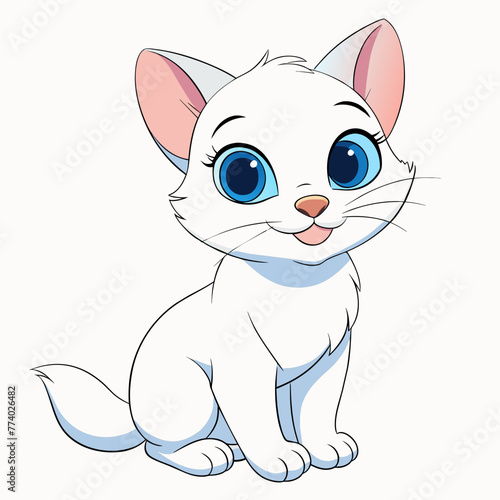 White cat pet vector