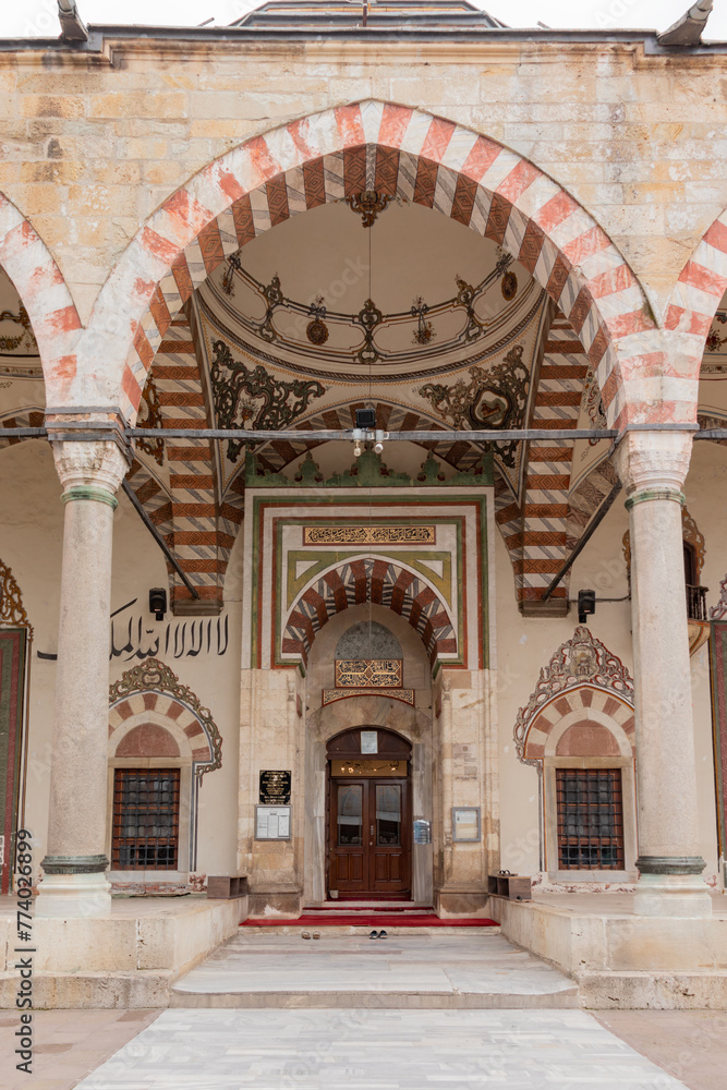 Manisa Sultan Mosque is directly opposite the main entrance gate