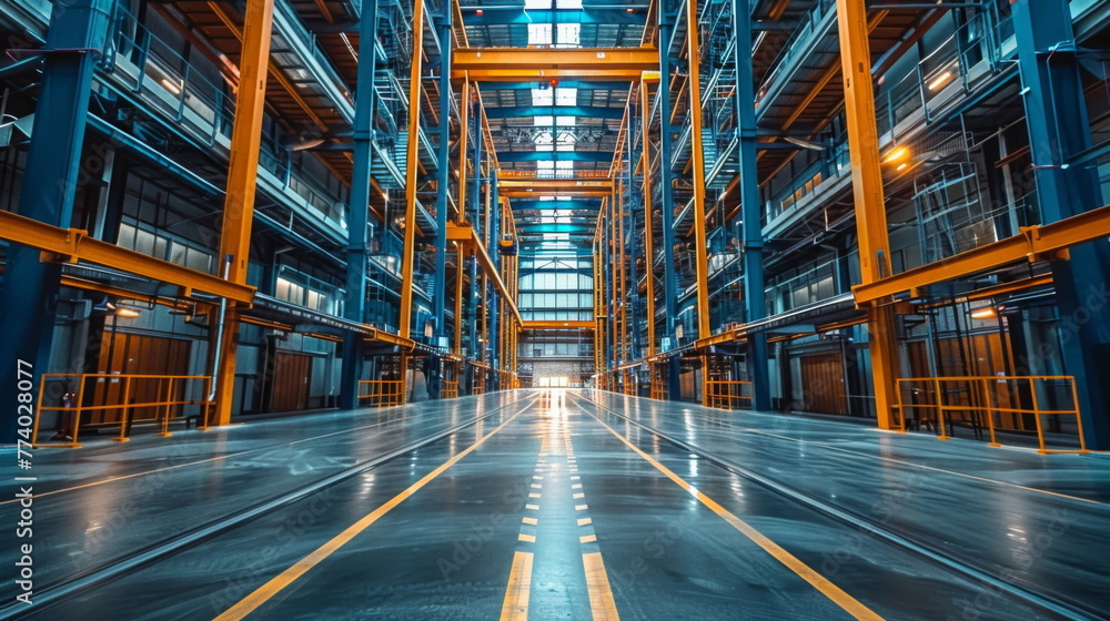 Fototapeta premium Warehouse Filled With Yellow Beams