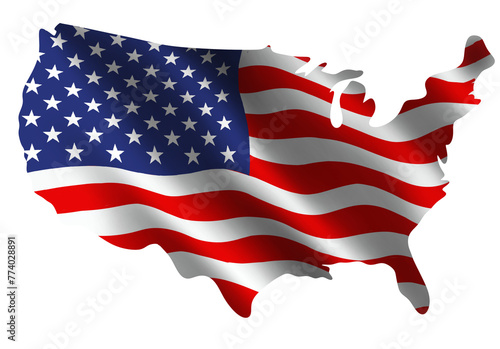 USA country map flag 3d render	
