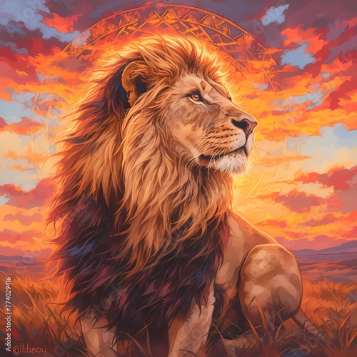 Elegant Lion Illustration in Warm Tones  An Iconic Visual Element for Advertising and Marketing Campaigns