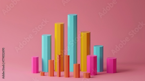 3D render icon 3D bar chart with different sections representing different parts of the human body icon 3d vision