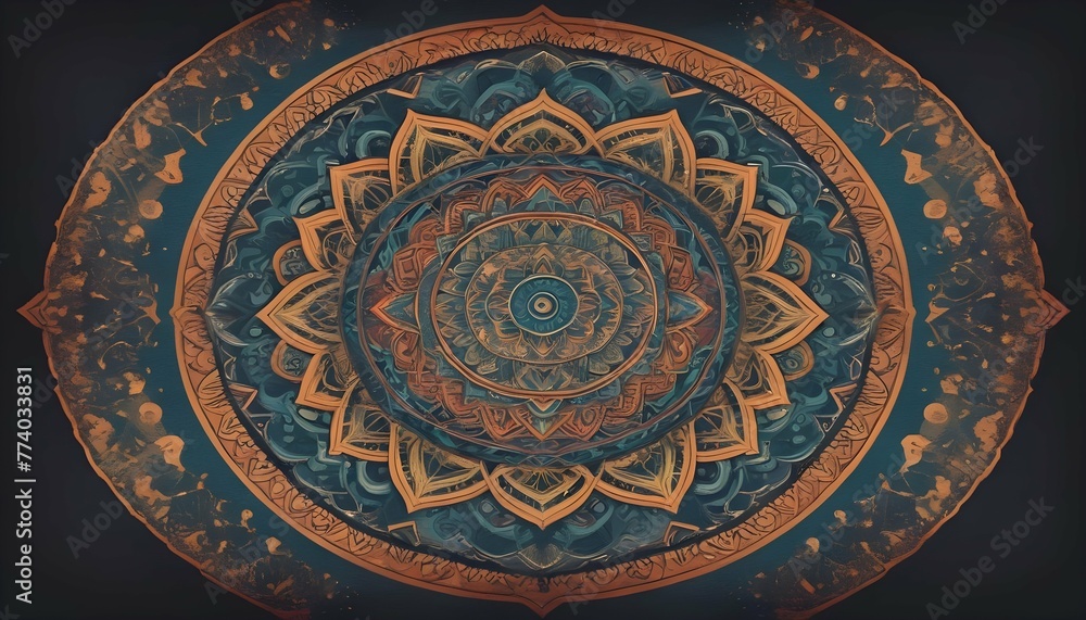 a symmetrical mandala design with intricate geomet upscaled 7