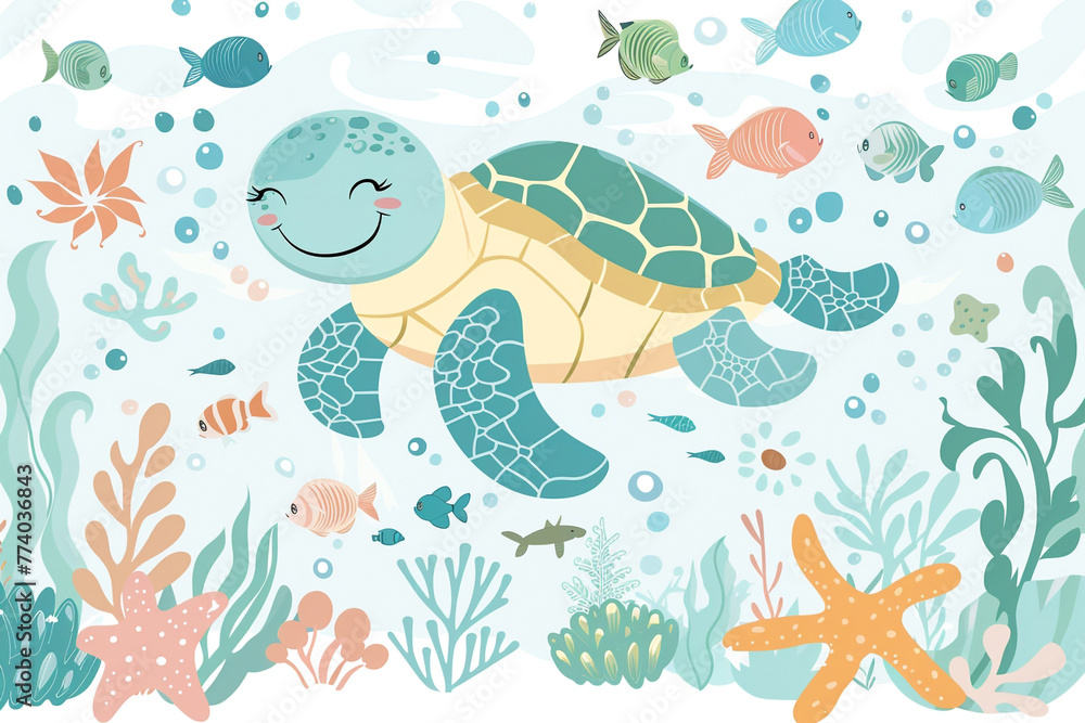 Obraz premium green sea turtle world ocean day concept 