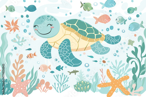 green sea turtle world ocean day concept 