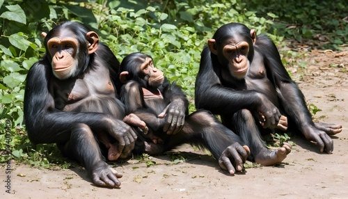a group of chimpanzees enjoying a leisurely aftern upscaled 68 photo