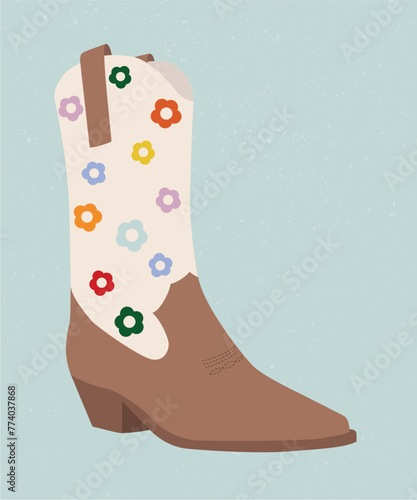 Vector retro cowgirl boots howdy cowboy western wild west