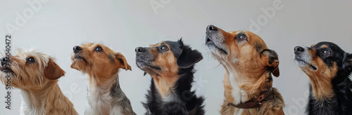 Attentive Canine Companions: Lineup of Dogs in Varied Poses