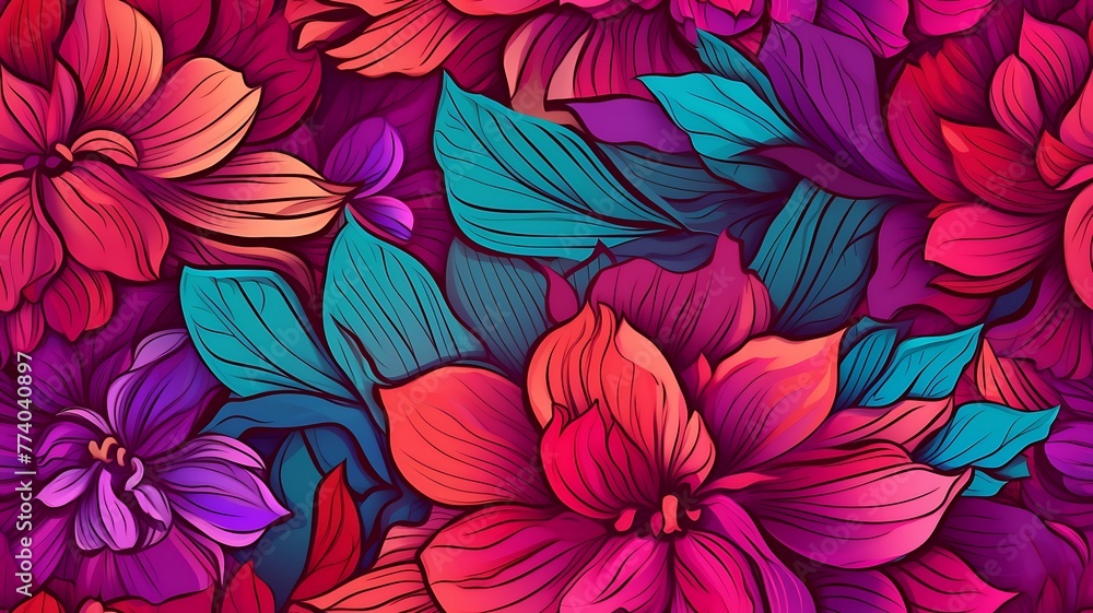 Vivid Blossoms: Seamless Texture Bursting with Vibrant Colors
