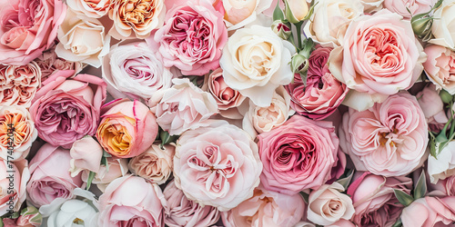 Exquisite Assortment of Pink and White Roses Background