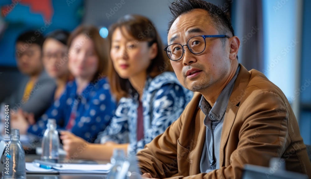 Fototapeta premium Asian business people having meeting