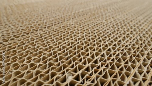 Corrugated cardboard sheets. Stacked cardboards in cross section, close-up.