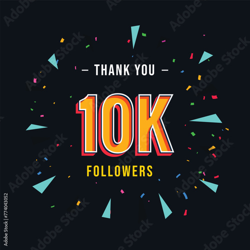 10k icon or sign on dark blue background. 10k likes, followers and subscribers template.