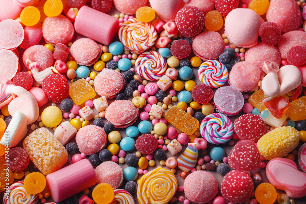 Candy wonderland background. Array of delicious treats and juicy jelly berries. Paradise for a sweet tooth wallpaper Candy wonderland background. Array of delicious treats and juicy jelly berries. Paradise for a sweet tooth wallpaper