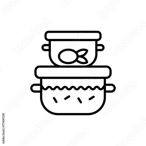 Lunch box outline icons, minimalist vector illustration ,simple transparent graphic element .Isolated on white background