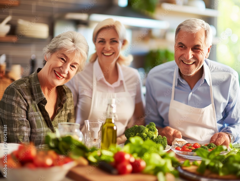 A couple enjoying a healthy cooking class together A couple enjoying a healthy cooking class together