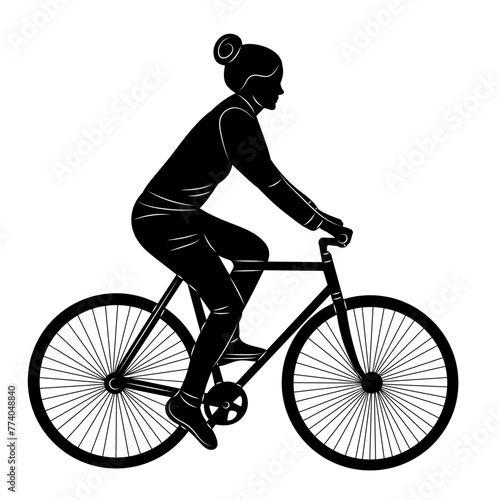 Fototapeta Naklejka Na Ścianę i Meble -  woman on a bicycle silhouette on a white background vector