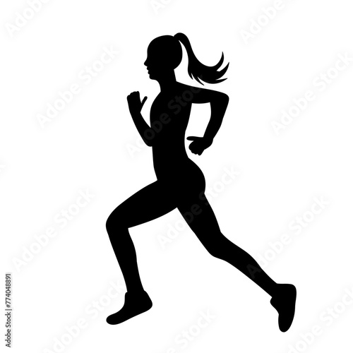 woman running silhouette on white background vector
