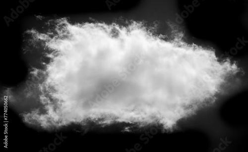 White cloud on black background, Clean and minimalistic design creating an elegant look. Ideal for displaying a design against a dark background. Ideal for highlighting details and colors