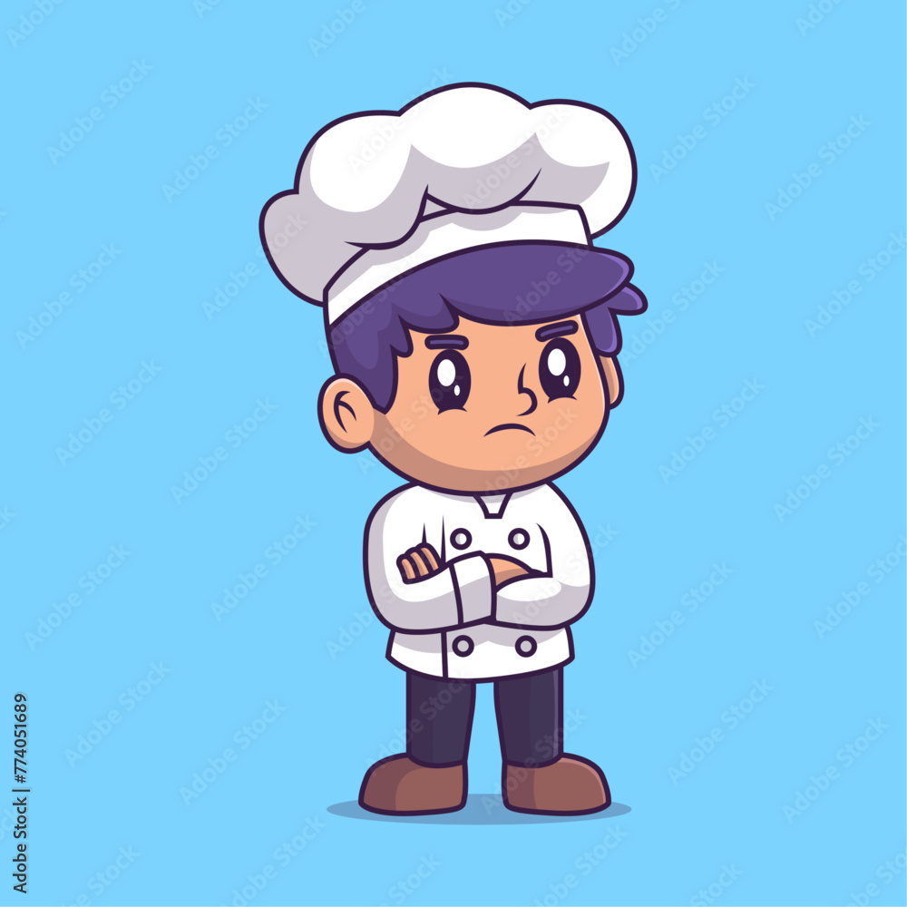 Cute a little chef boy cartoon illustration. Study icon concept. Flat cartoon style. Cute a little chef boy cartoon illustration. Study icon concept. Flat cartoon style.
