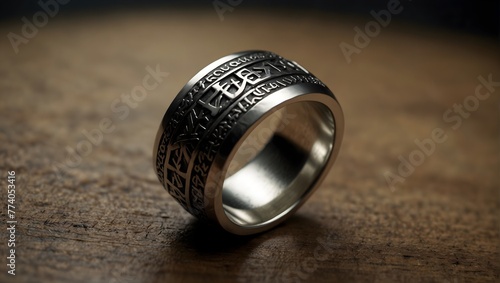 A ring of power, inscribed with ancient runes, that grants its wearer unseen abilities, coveted by many but mastered by few Generative AI photo