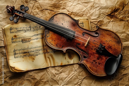 Ai sfondo con violino e note musicali 02 photo