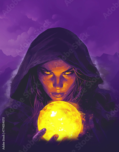 Young Witch With Glowing Ball