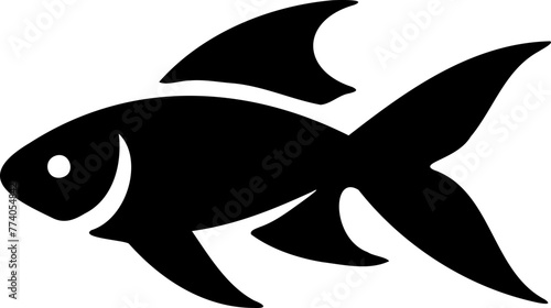 Poisson flat design, vecteur noir fond transparent