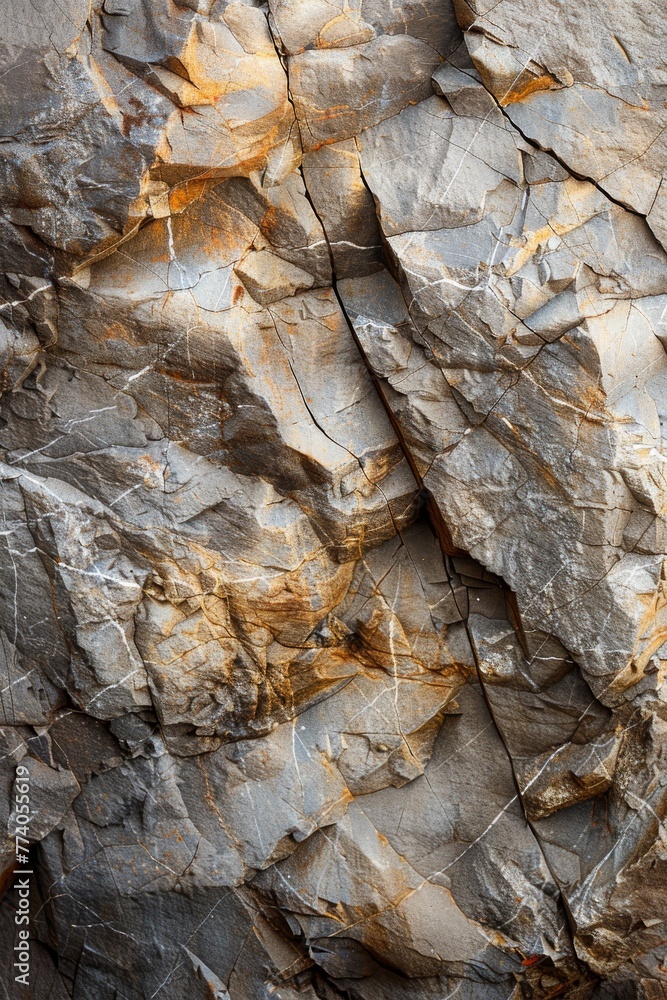 The rough, uneven surface of natural stone, with variations in color, pattern, and depth creating a rugged beauty created with Generative AI Technology