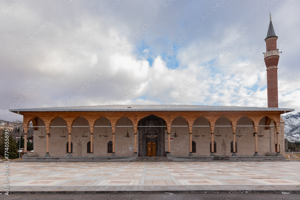 Afyonkarahisar Pasha Mosque with wooden columns and porticoes