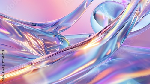 minimalist holographic background, smooth forms, shapeless, glass photo
