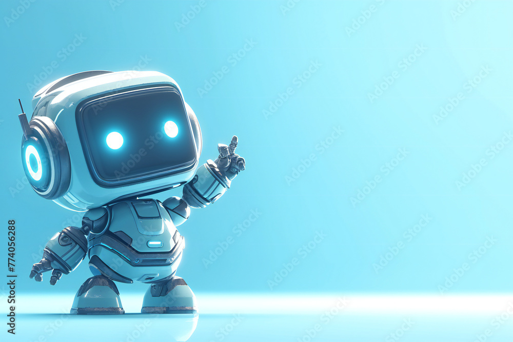 custom made wallpaper toronto digitalPositive cute robot pointing at a space. Copy space
