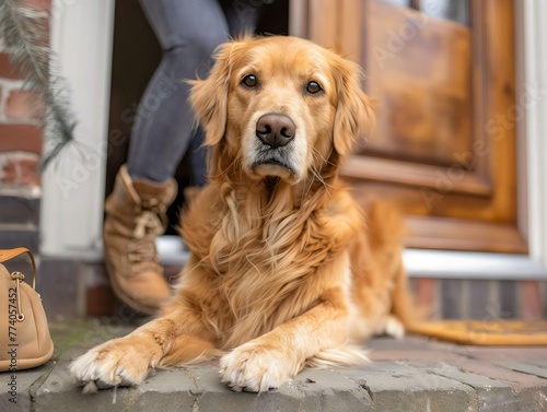 Golden Retriever Waiting Patiently by the Door