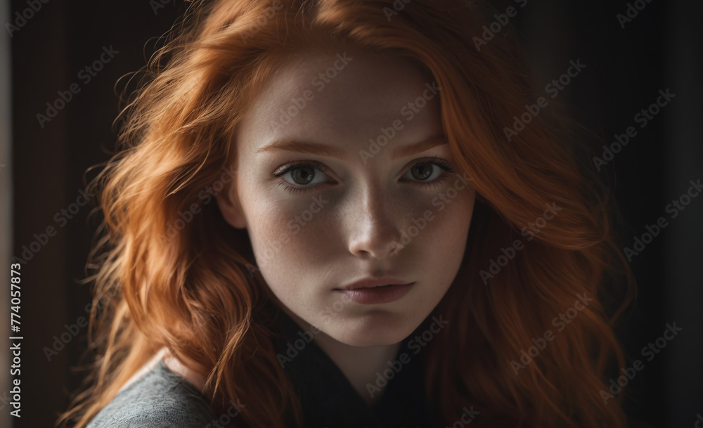 Portrait of a beautiful red-haired model, a ginger model with a face of beauty and red hair , detailed Portrait of a beautiful red-haired model, a ginger model with a face of beauty and red hair , detailed