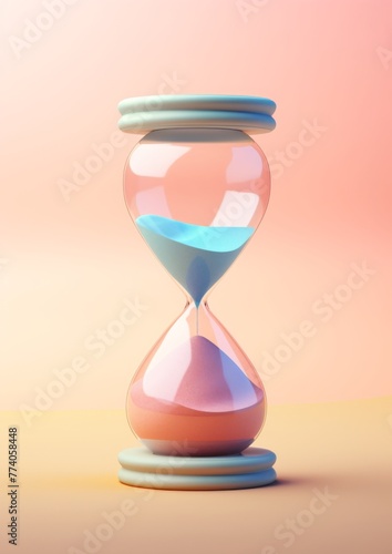 Hourglass with sand inside with desert background, time concept. Generative Ai.