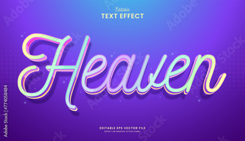 decorative colorful heaven editable text effect vector design