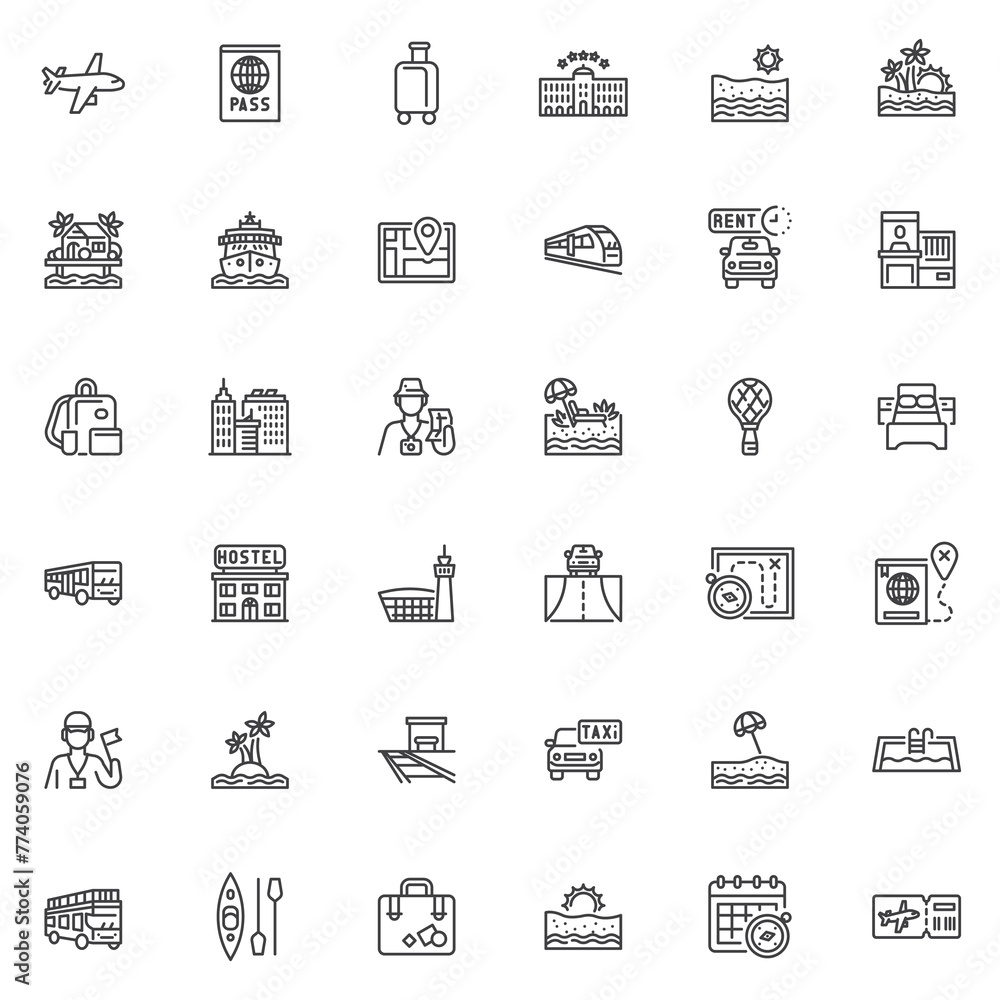 Travel and Hotel line icons set Travel and Hotel line icons set