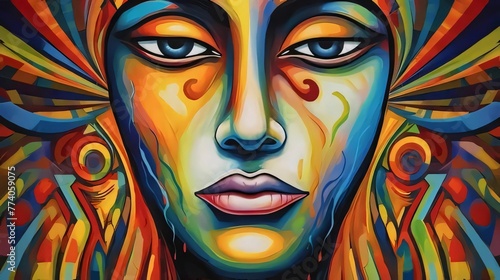 Face of Jesus Christ. Colorful abstract background. Vector illustration.