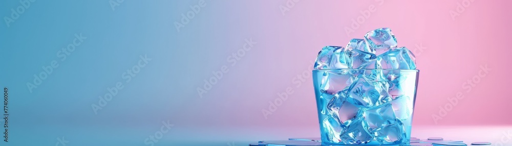 Cartoon 3D ice bucket chilled and ready Cartoon 3D ice bucket chilled and ready