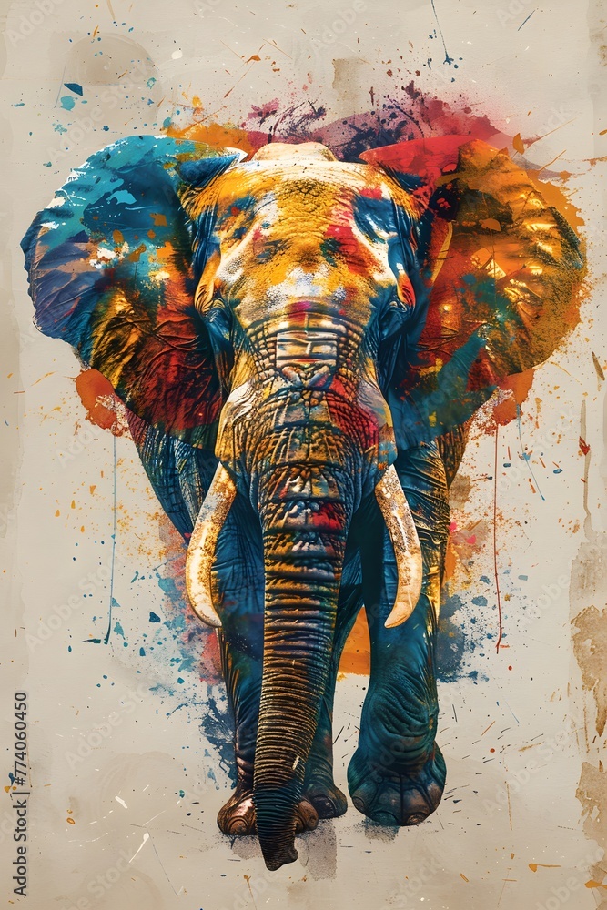 Obraz premium a multi colored abstract head of a elephant 