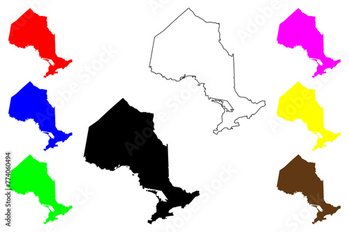 Ontario (provinces and territories of Canada) map vector illustration, scribble sketch Ontario map