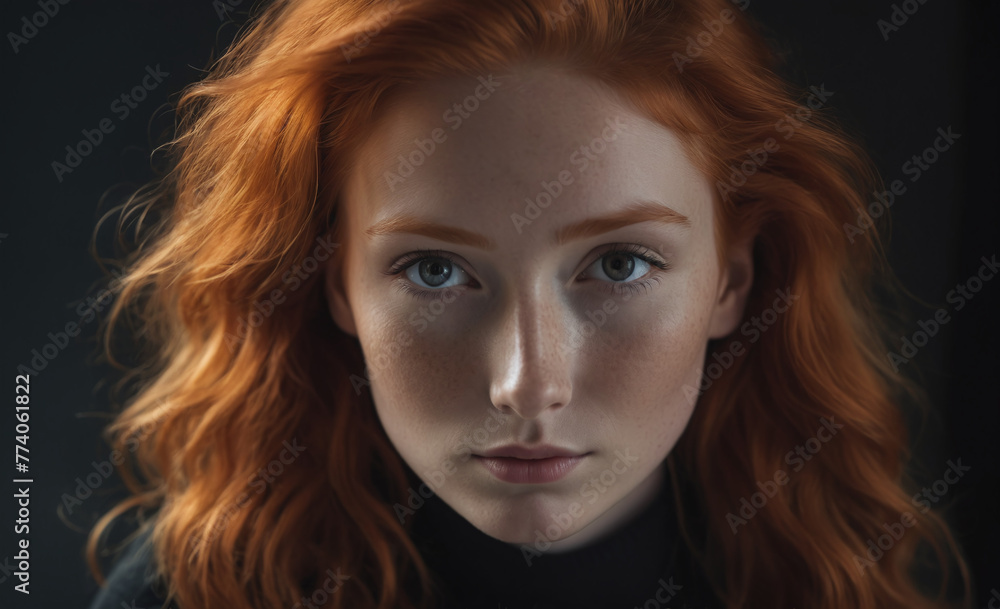 Portrait of a beautiful red-haired model, a ginger model with a face of beauty and red hair , detailed Portrait of a beautiful red-haired model, a ginger model with a face of beauty and red hair , detailed