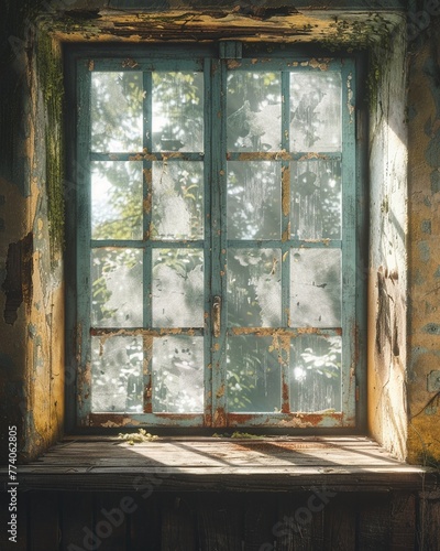 Random old window revealing secrets, photorealistic detail, mysteries in natural light ,3DCG,high resulution