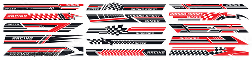 Motorsports racing set emblems colorful