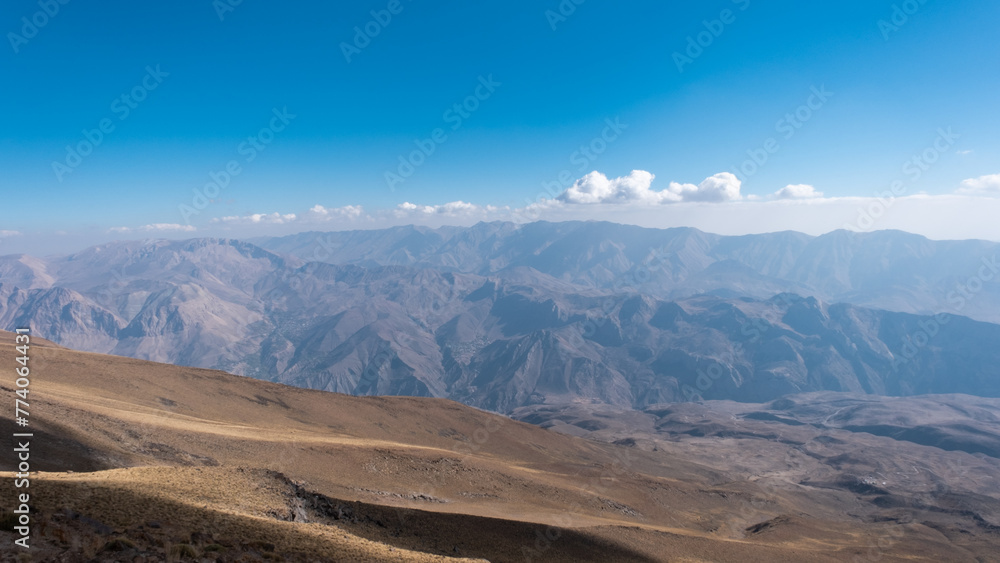 View from volcano Damavand in Elbrus mountain range, Iran View from volcano Damavand in Elbrus mountain range, Iran